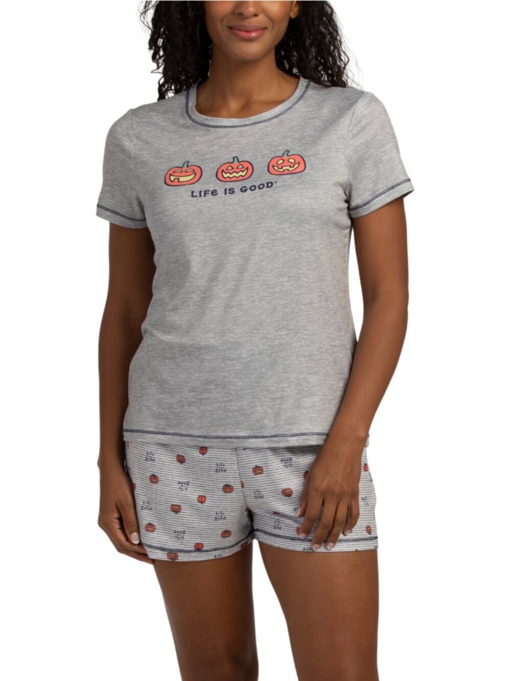 NWT - Life is Good Jack O Lantern 2 pc Pajama Top and Short Sleep Set